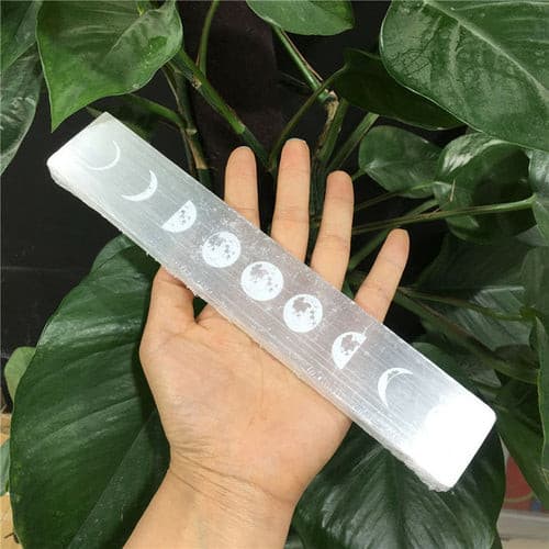 7 Chakra Selenite Slab Point Magic Wand Symbol