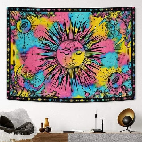 Astrology Moon Phase Tarot Tapestry Wall Hanging Witchcraft Bed Room.