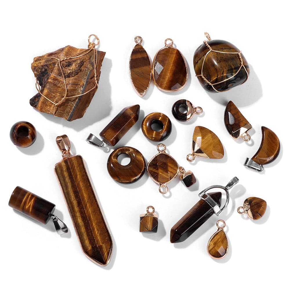 Natural Tiger Eye Stone Pendants Chakra Balancing Healing Jewelry.