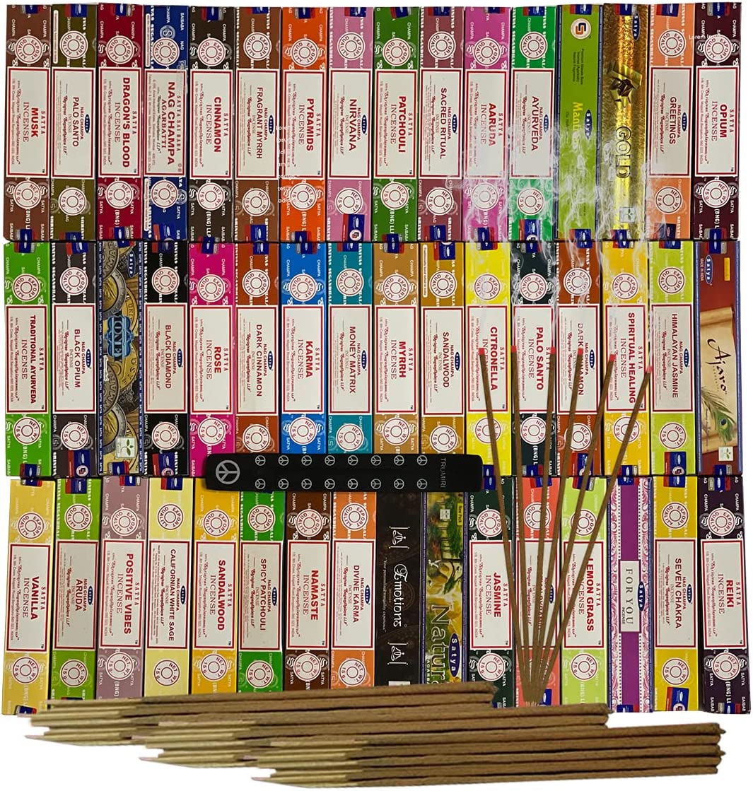 Satya Incense Sticks Variety Pack of 12 Randomly Selected Fragrances. Bundle Total 180 Sticks.