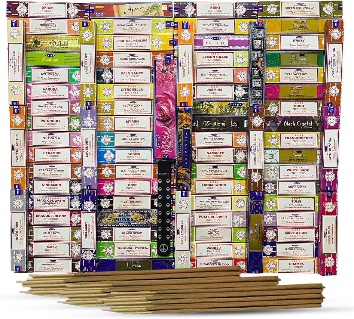 Satya Incense Sticks Variety Pack of 12 Randomly Selected Fragrances. Bundle Total 180 Sticks.