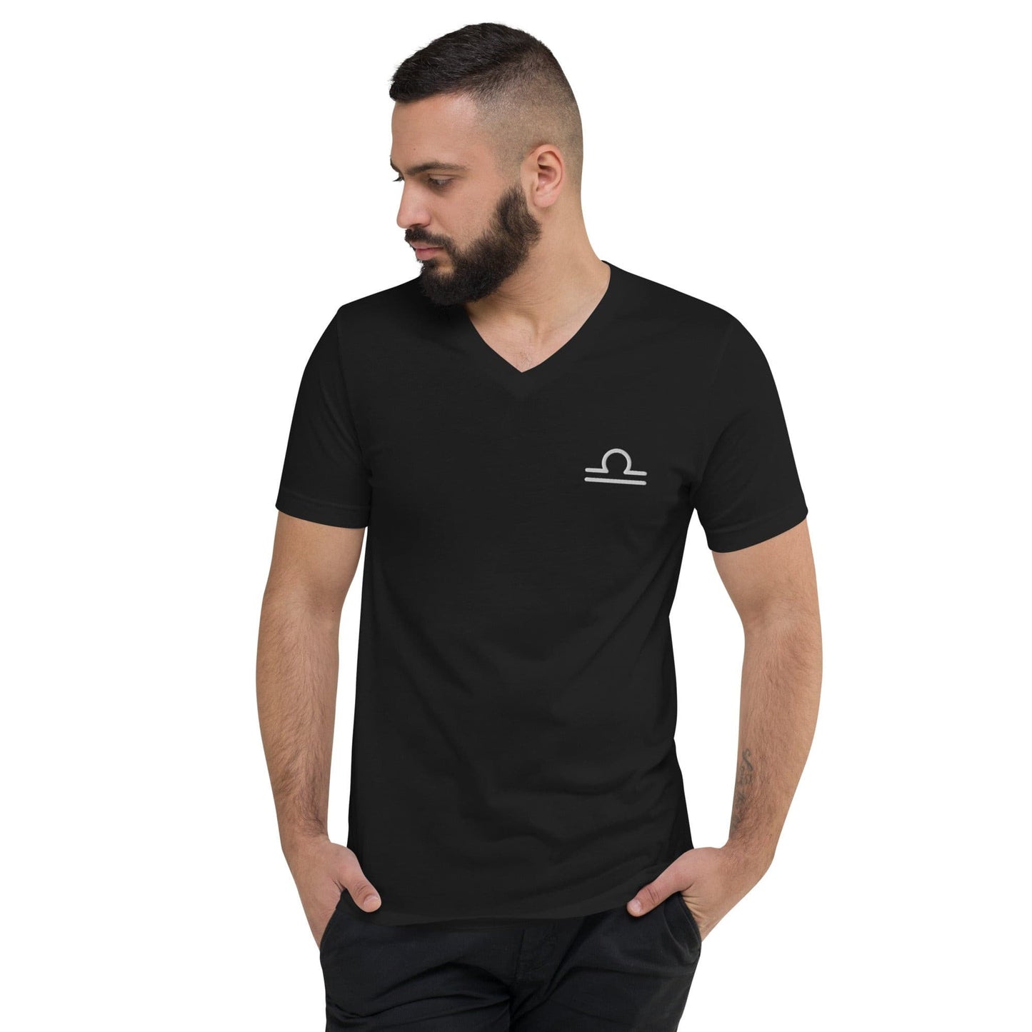 Libra Unisex Short Sleeve V-Neck T-Shirt.