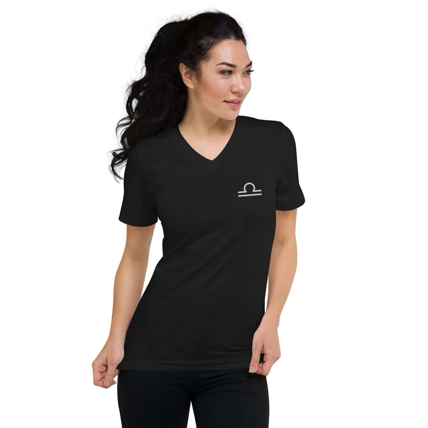 Libra Unisex Short Sleeve V-Neck T-Shirt.