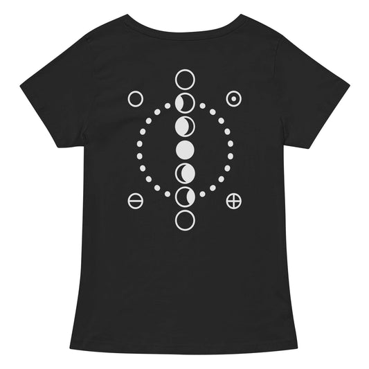 Moon Phases Womenโs fitted v-neck t-shirt.