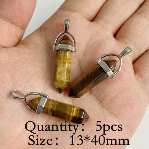 Natural Tiger Eye Stone Pendants Chakra Balancing Healing Jewelry.