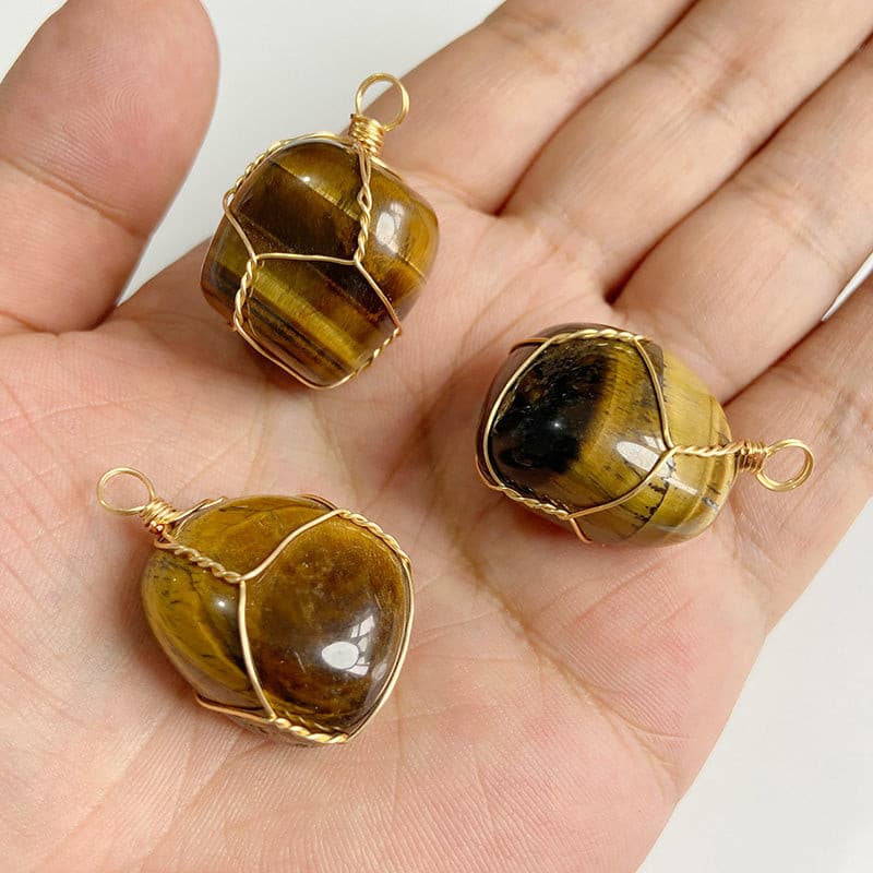 Natural Tiger Eye Stone Pendants Chakra Balancing Healing Jewelry.