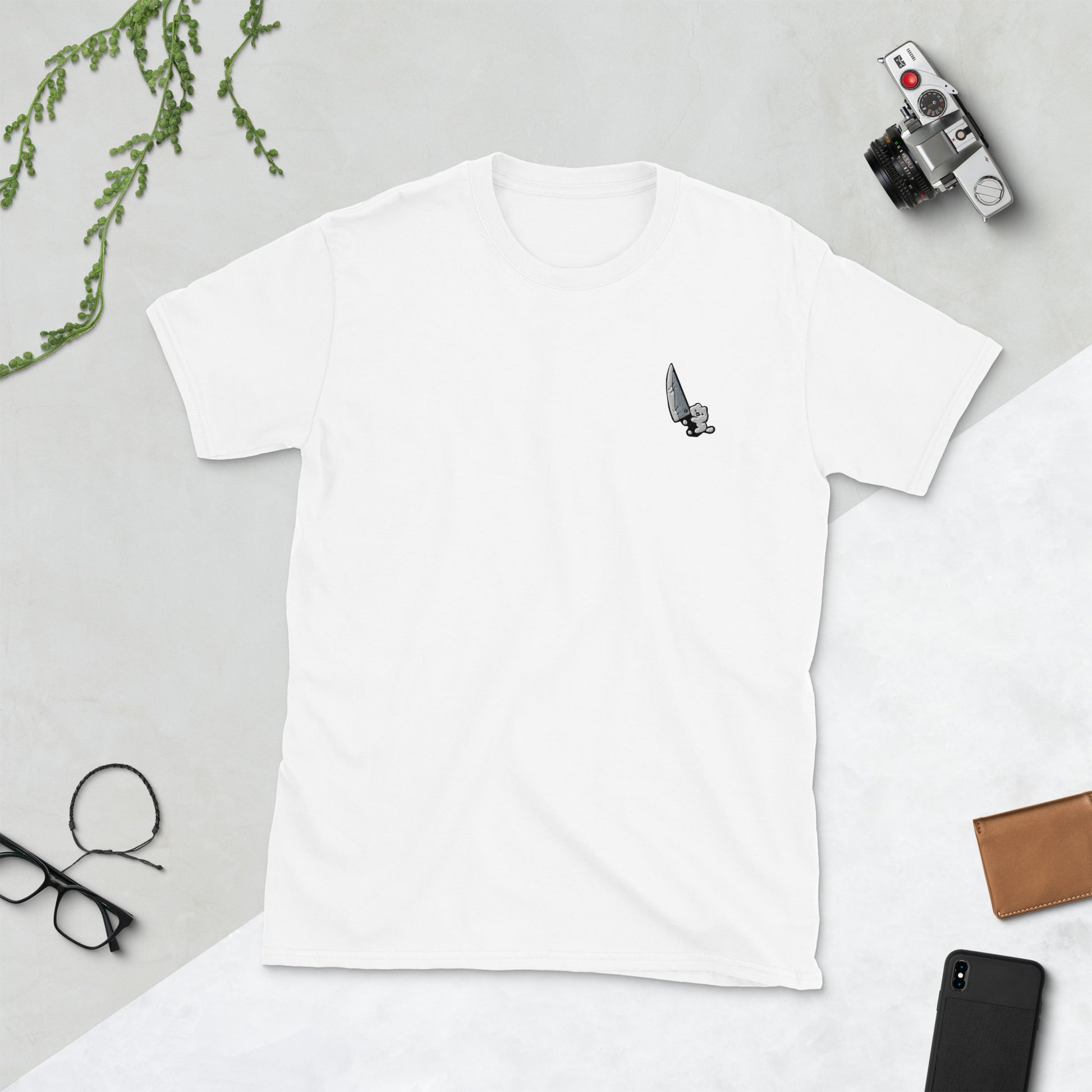 Cute Knife Cat Short-Sleeve Unisex T-Shirt.