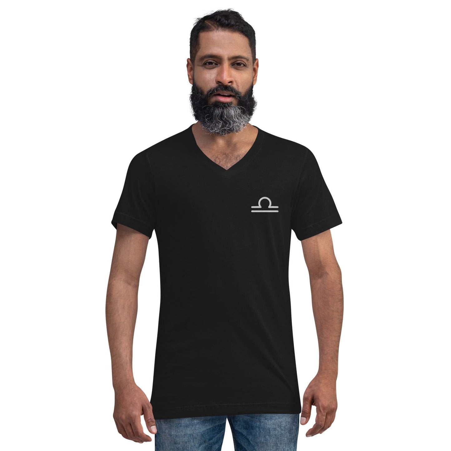 Libra Unisex Short Sleeve V-Neck T-Shirt.