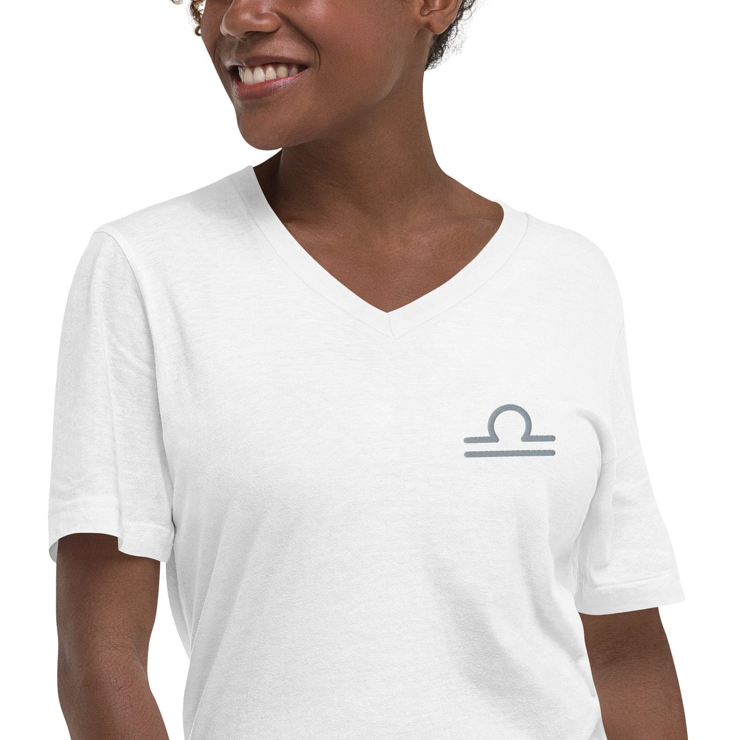 Libra Unisex Short Sleeve V-Neck T-Shirt.